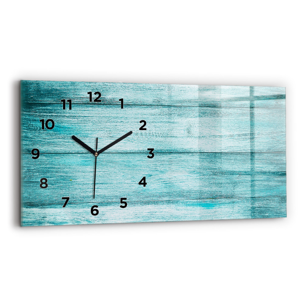 Horloge rectangulaire horizontale Vieux bois bleu