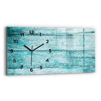Horloge rectangulaire horizontale Vieux bois bleu