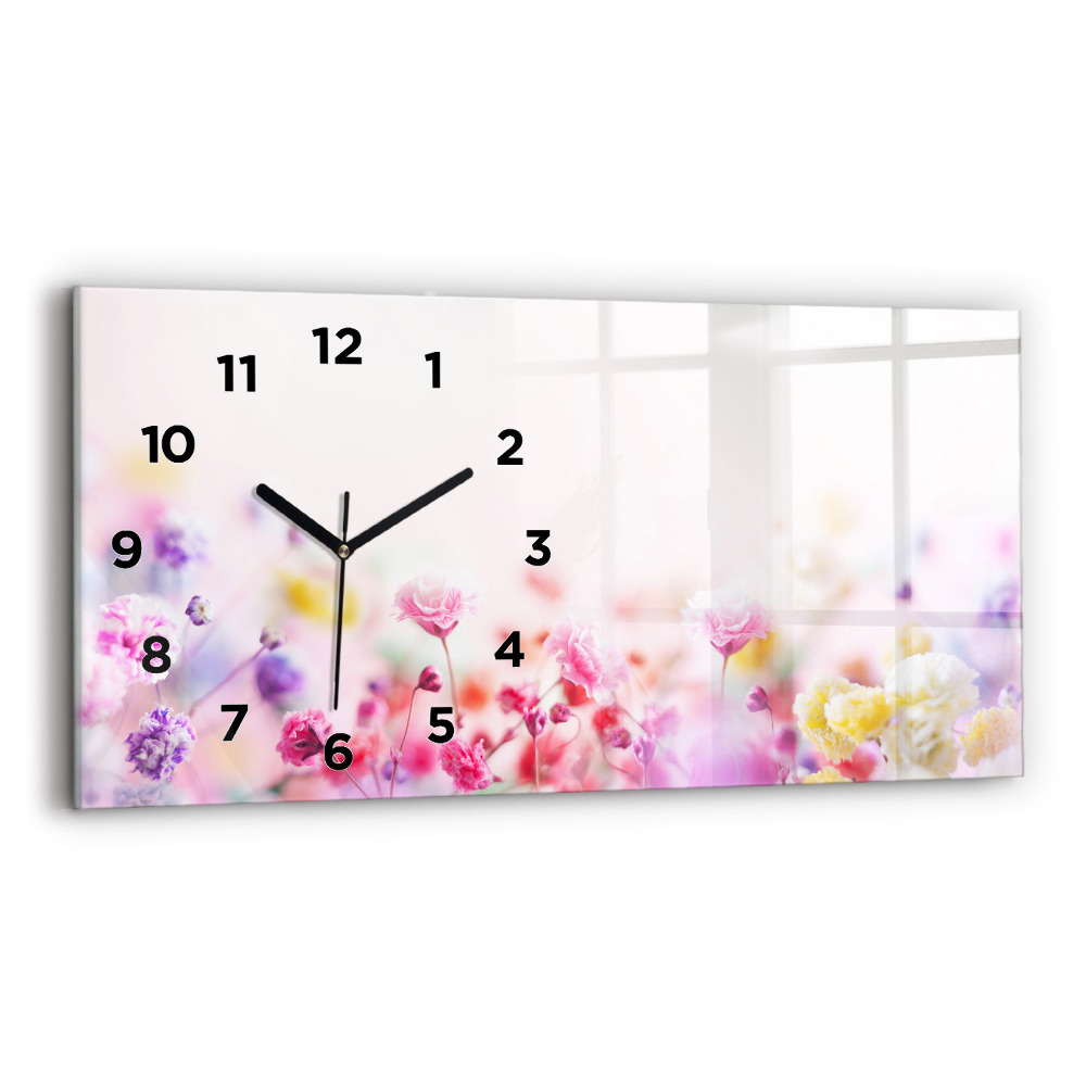 Horloge horizontale en verre Fleurs dans une prairie