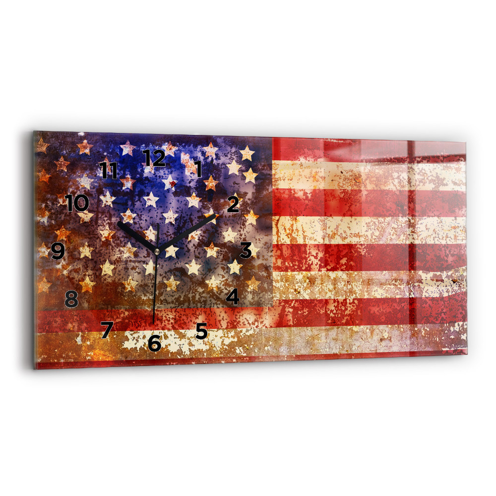 Horloge rectangulaire horizontale Drapeau américain en style vintage
