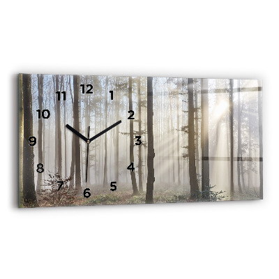 Horloge rectangulaire horizontale Forêt dans la brume