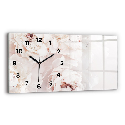 Horloge murale horizontale Fleurs de pivoine