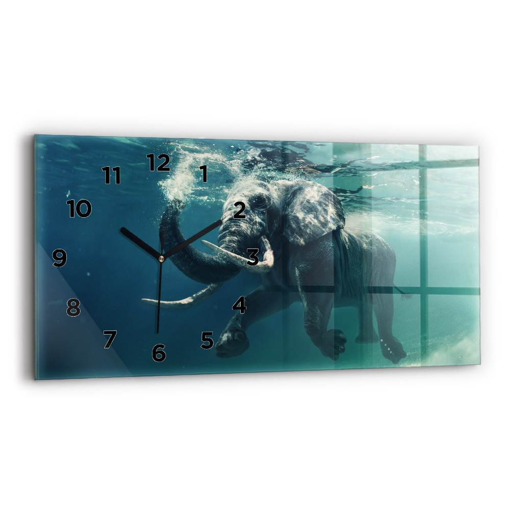 Horloge horizontale en verre Éléphant flottant dans l'océan