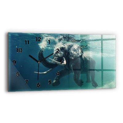 Horloge horizontale en verre Éléphant flottant dans l'océan