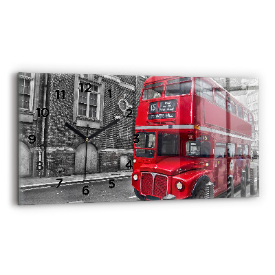 Horloge rectangulaire horizontale Bus rouge à impériale