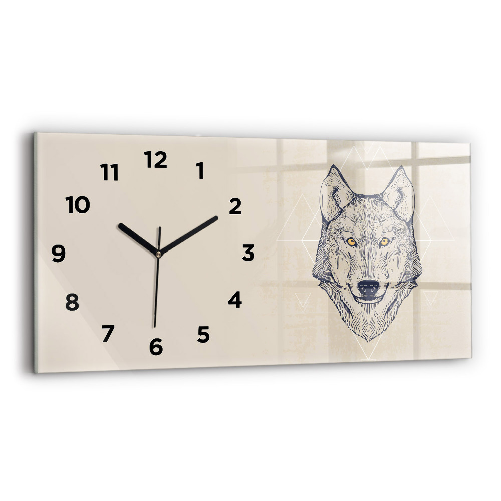 Horloge murale horizontale Tête de loup