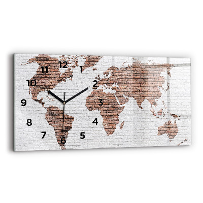 Horloge rectangulaire horizontale Carte du monde en briques
