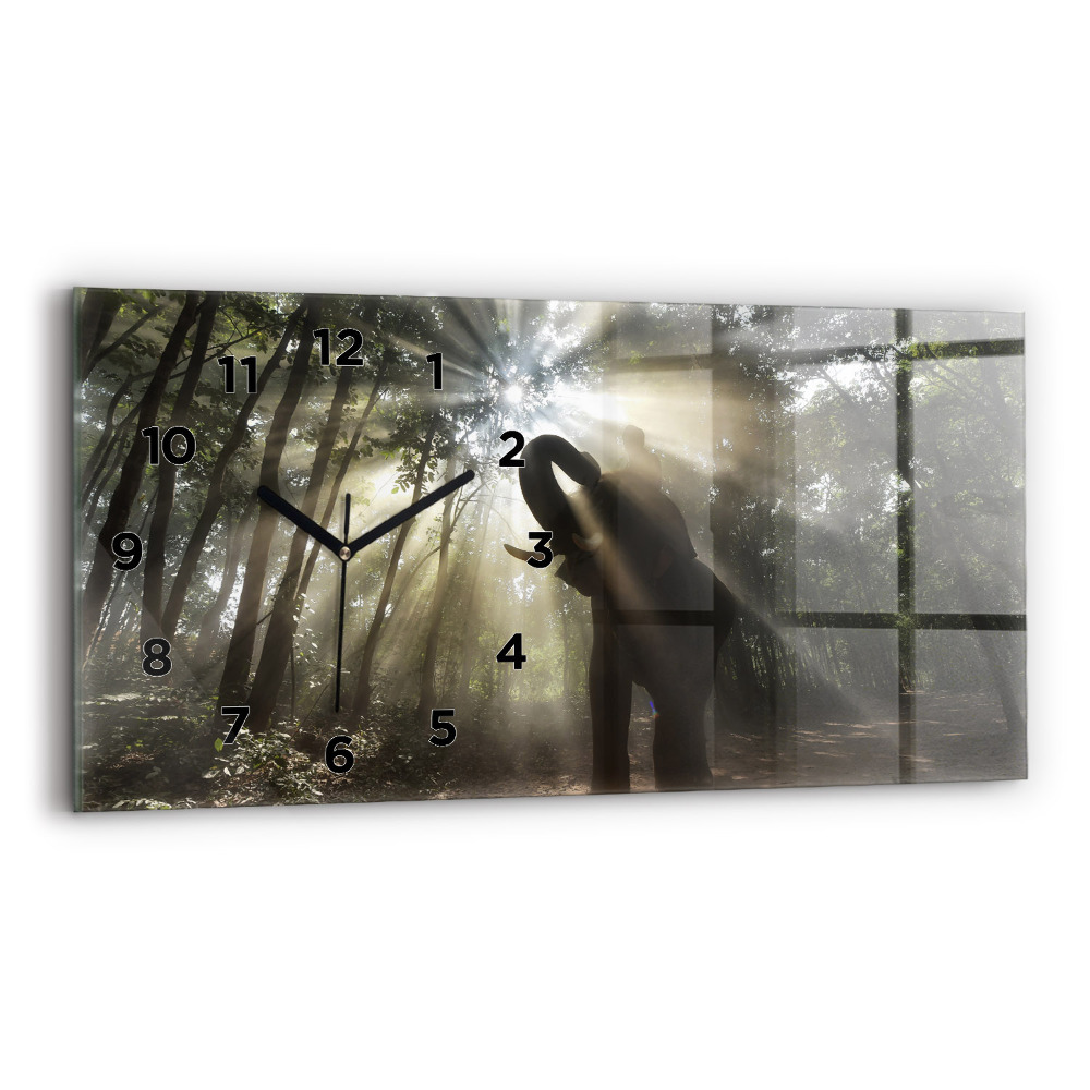 Horloge rectangulaire horizontale Éléphant dans la jungle