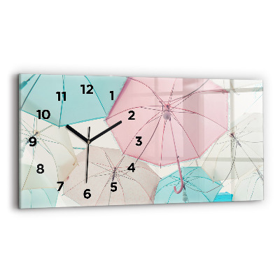Horloge rectangulaire horizontale Parapluies pastel