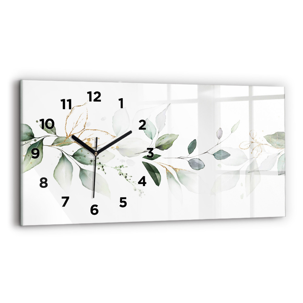 Horloge murale horizontale Feuilles abstraites