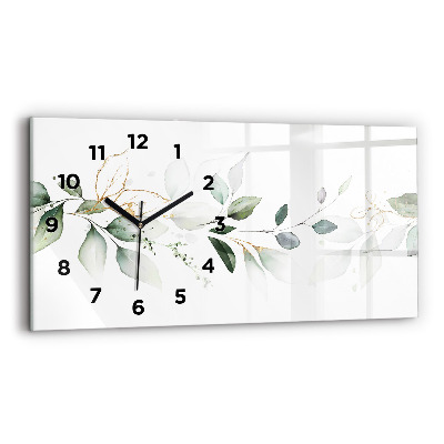 Horloge murale horizontale Feuilles abstraites