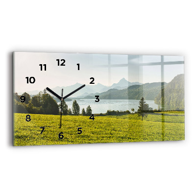 Horloge horizontale en verre Montagnes et champs