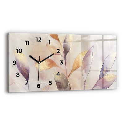 Horloge murale horizontale Feuilles abstraites boho