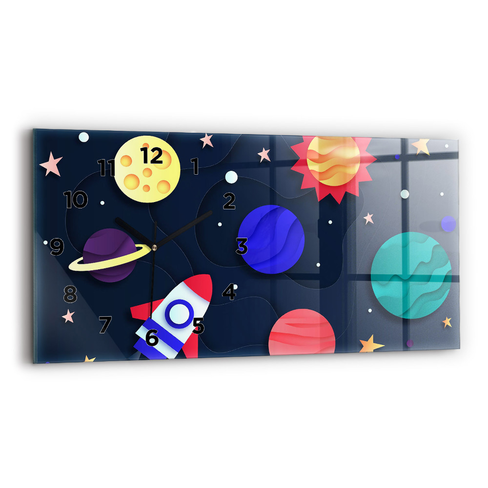 Horloge rectangulaire horizontale Cosmos pour enfants