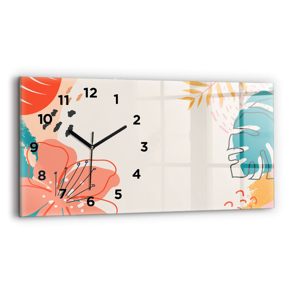 Horloge horizontale en verre Plantes hawaïennes