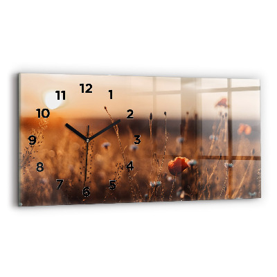 Horloge rectangulaire horizontale Lever de soleil dans un champ