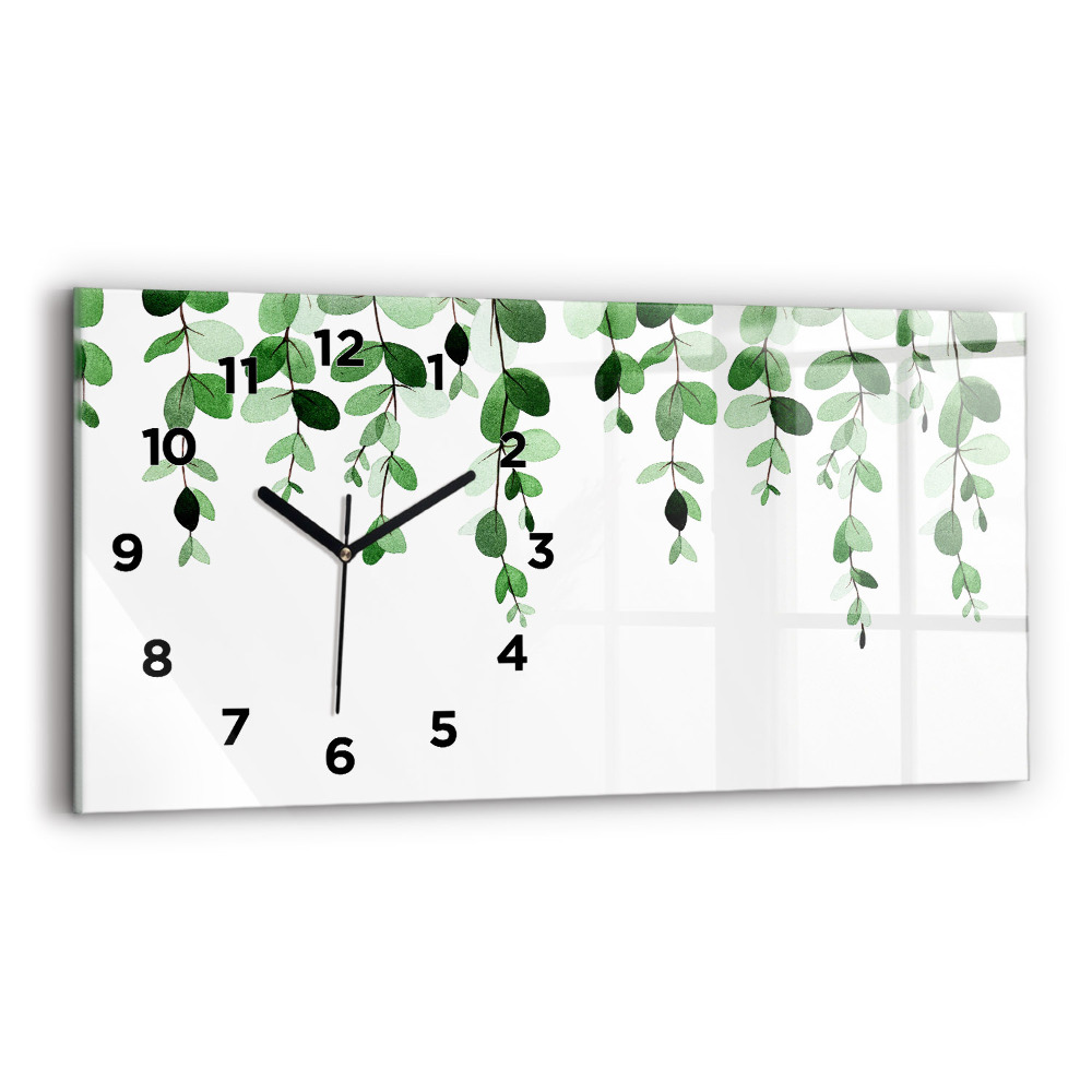 Horloge horizontale en verre Feuilles de plantes