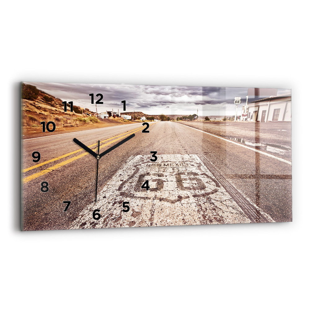 Horloge horizontale en verre Route 66 USA
