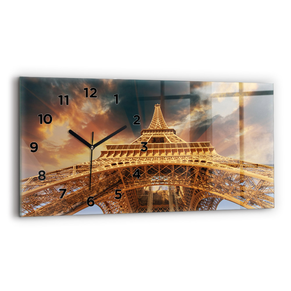 Horloge murale horizontale Tour Eiffel au soleil