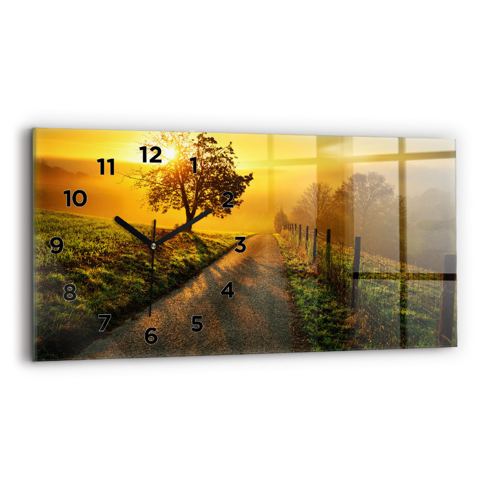 Horloge horizontale en verre Brouillard au lever du soleil