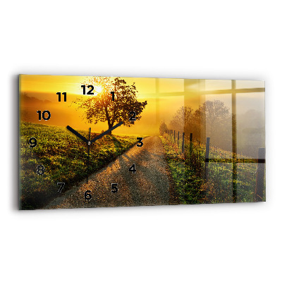 Horloge horizontale en verre Brouillard au lever du soleil