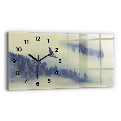 Horloge rectangulaire horizontale Forêt brumeuse Aigle