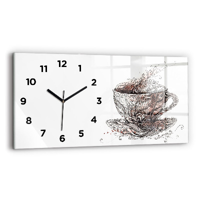 Horloge horizontale en verre Tasse de café