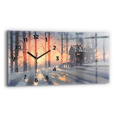 Horloge horizontale en verre Paysage hivernal d'arbres