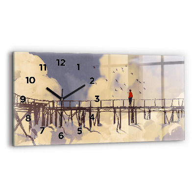 Horloge rectangulaire horizontale Homme sur un vieux pont