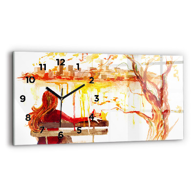 Horloge horizontale en verre Paysage d'automne