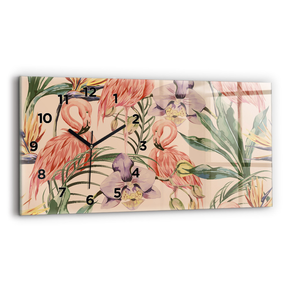 Horloge horizontale en verre Feuilles de palmier tropicales