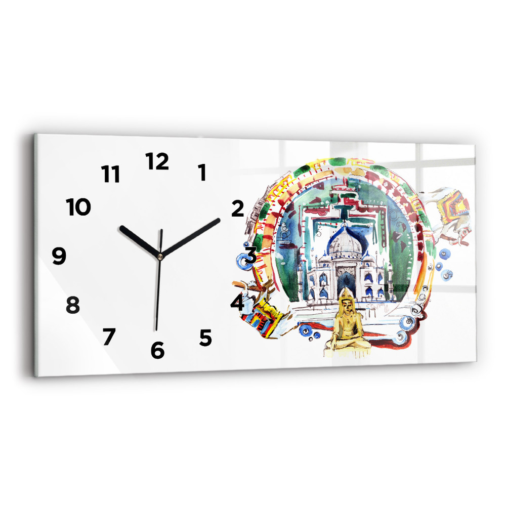 Horloge horizontale en verre Peinture de Bouddha dans un temple