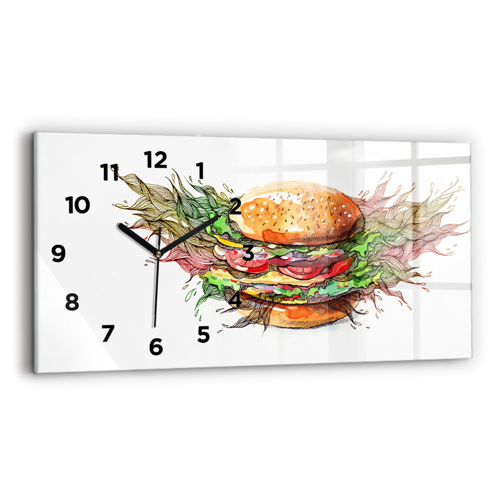 Horloge rectangulaire horizontale Hamburger au fromage XXL