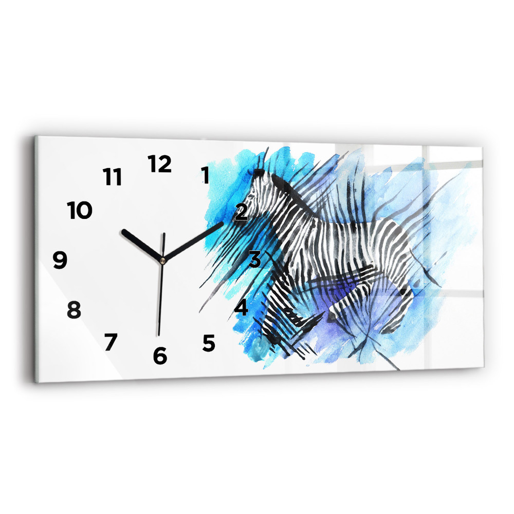 Horloge murale horizontale Zèbre peint