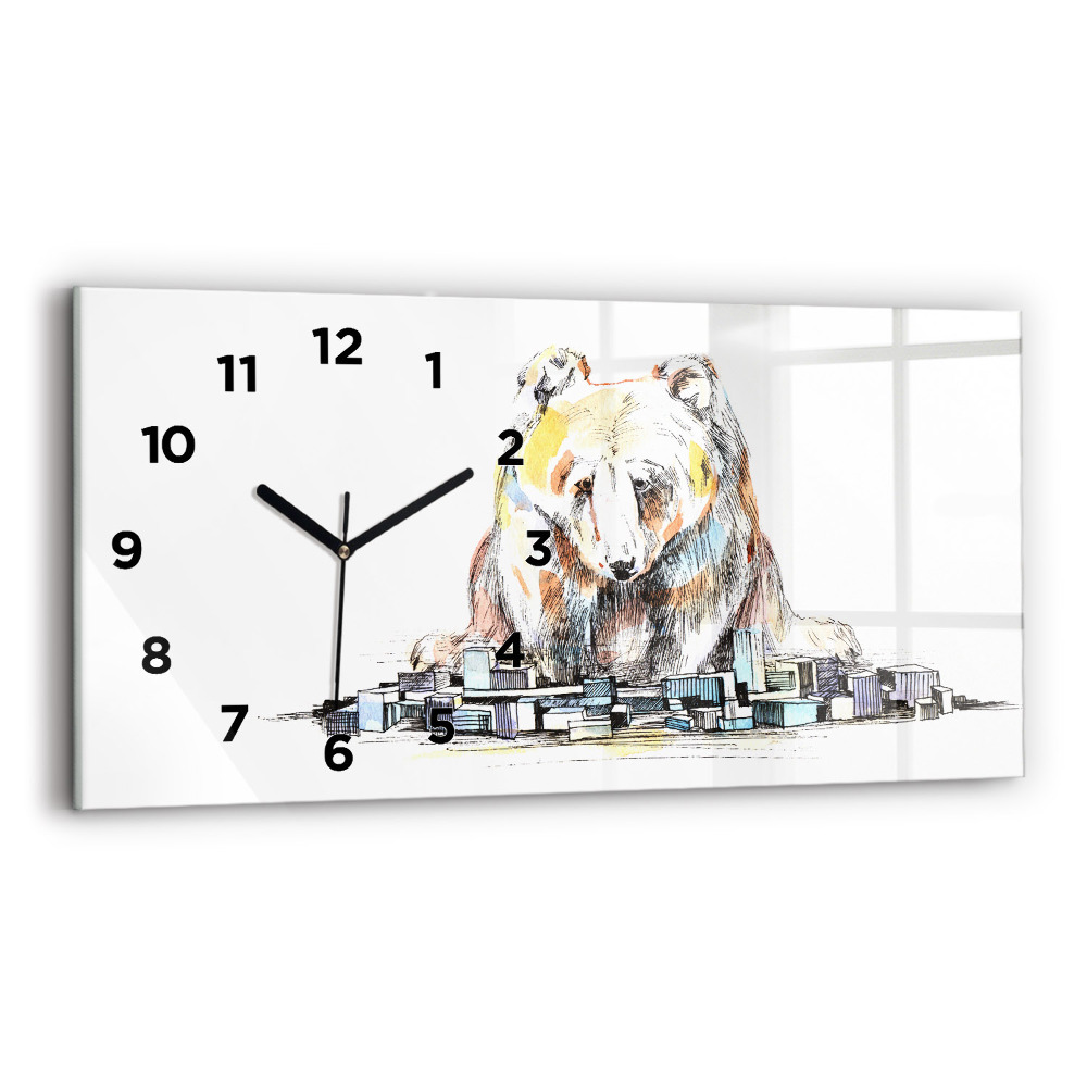 Horloge horizontale en verre Ours abstrait