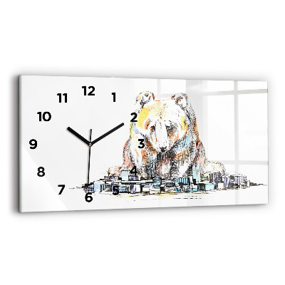 Horloge horizontale en verre Ours abstrait