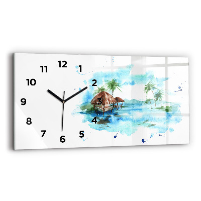 Horloge rectangulaire horizontale Peinture d'une île déserte