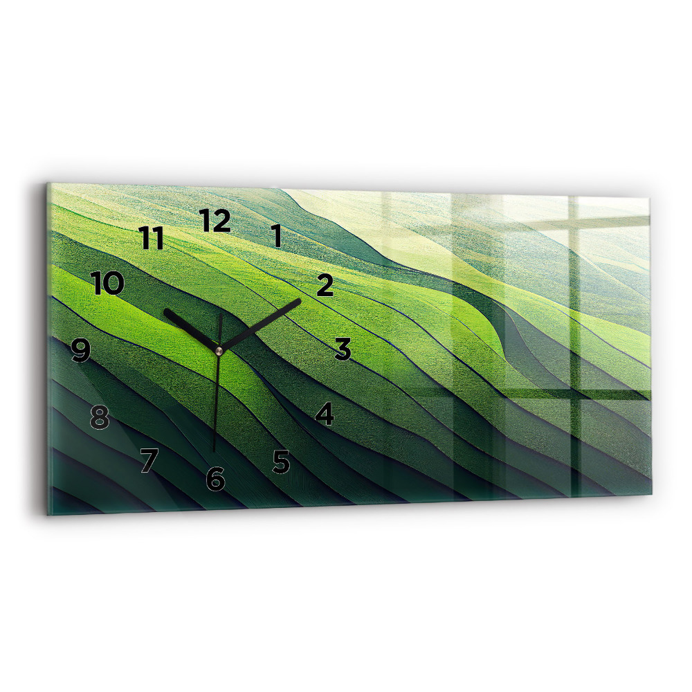 Horloge rectangulaire horizontale Champs verts abstraits
