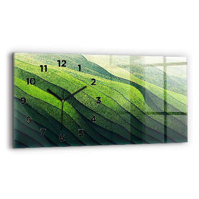 Horloge rectangulaire horizontale Champs verts abstraits