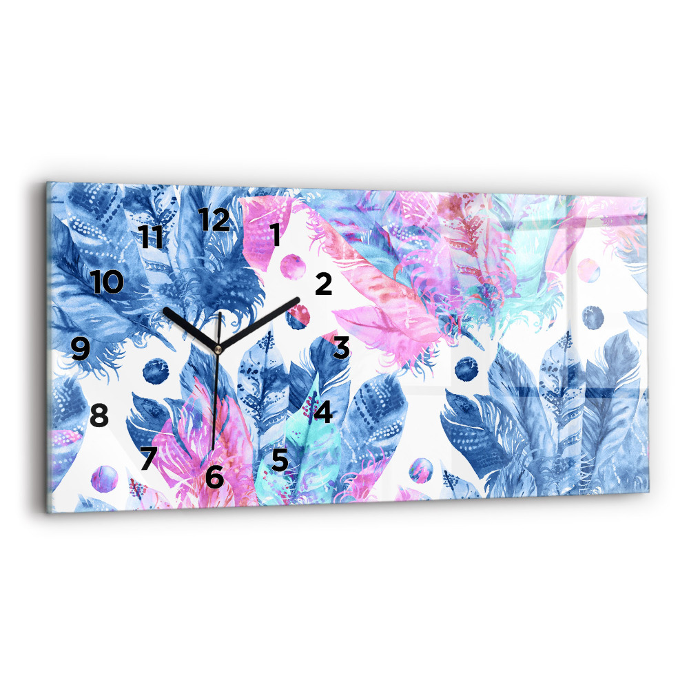 Horloge rectangulaire horizontale Plumes colorées