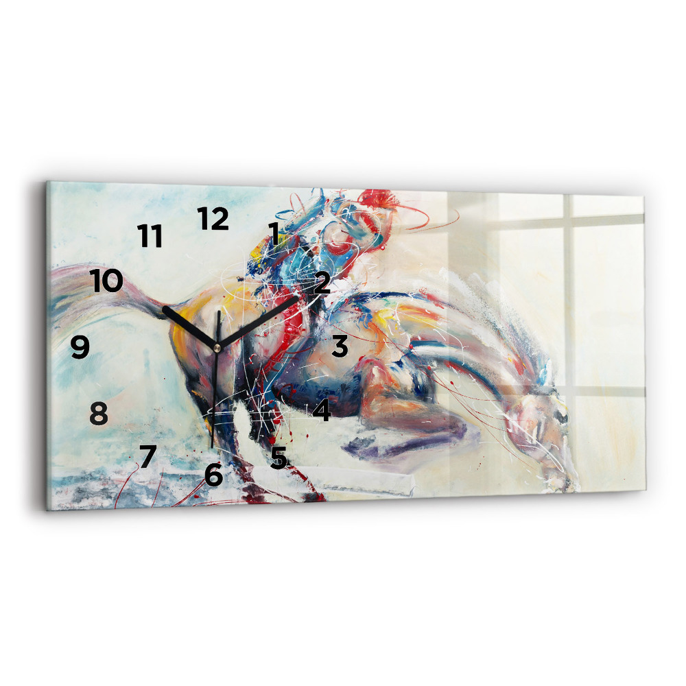 Horloge horizontale en verre Illustration de chevaux au galop