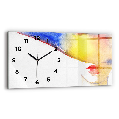 Horloge murale horizontale Femme avec chapeau