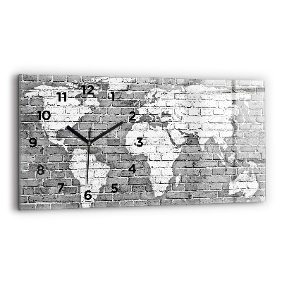 Horloge rectangulaire horizontale Carte du monde sur le mur