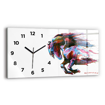 Horloge horizontale en verre Cheval en fuite