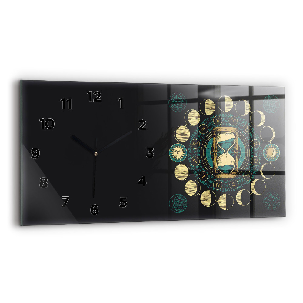 Horloge rectangulaire horizontale Phases de la lune et sablier