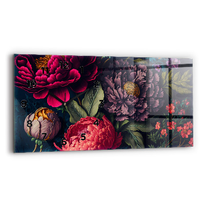 Horloge murale horizontale Bouquet de fleurs vintage
