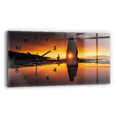 Horloge murale horizontale Coureur et coucher de soleil