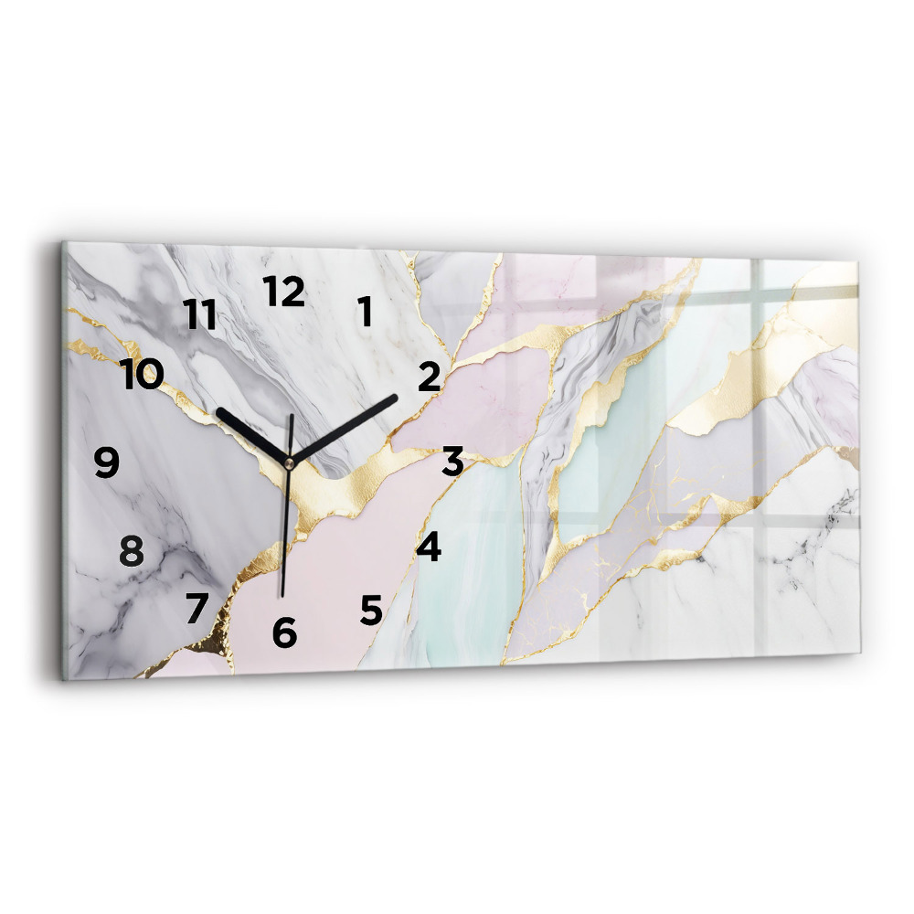 Horloge horizontale en verre Motif de marbre
