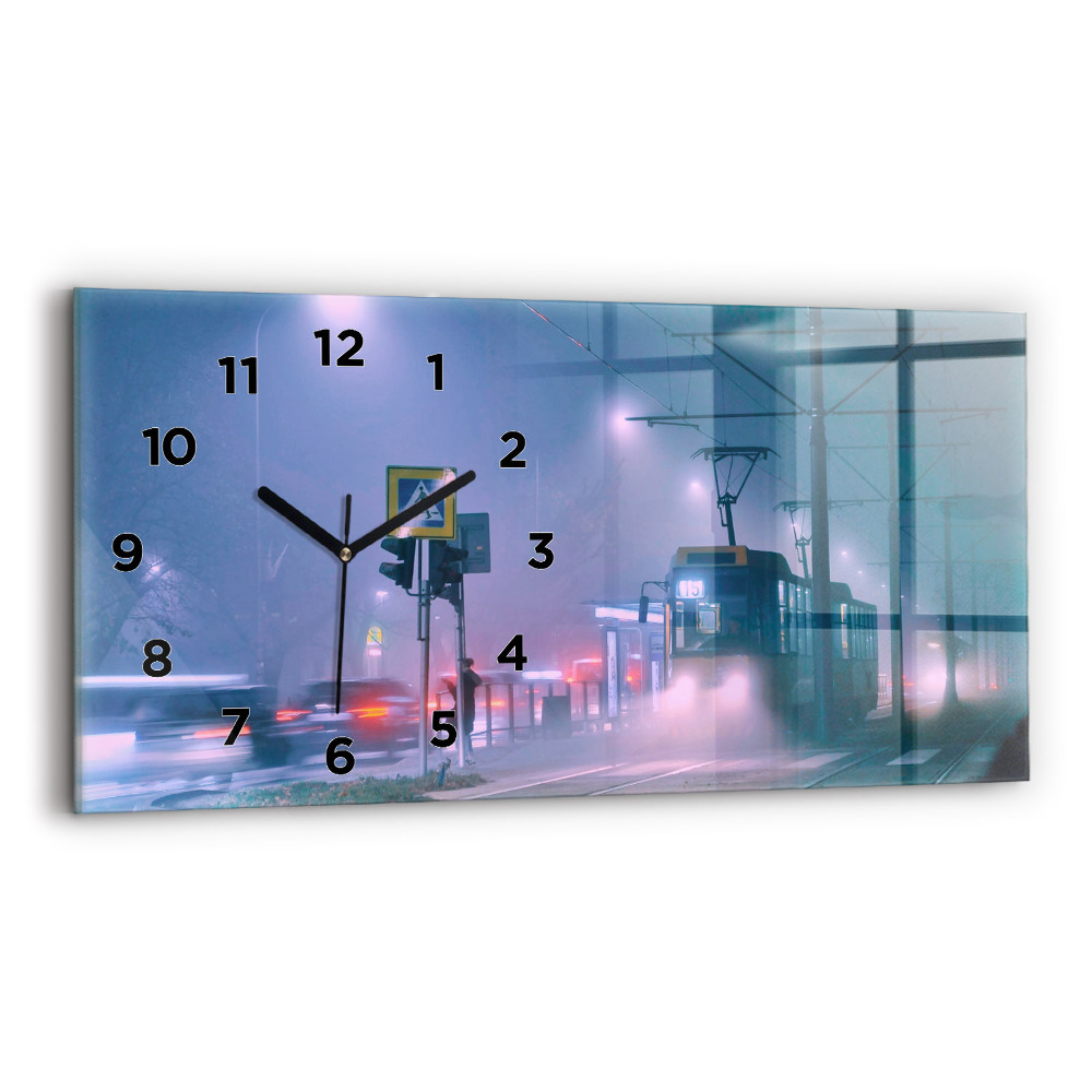 Horloge rectangulaire horizontale Varsovie dans le brouillard