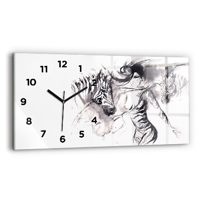Horloge rectangulaire horizontale Femme et zèbres